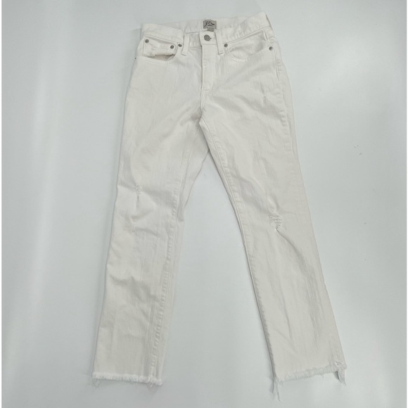 J. Crew Denim White Slim Boyfriend Rough Hem Distressed Jeans Size 24 Women’s - Picture 1 of 8